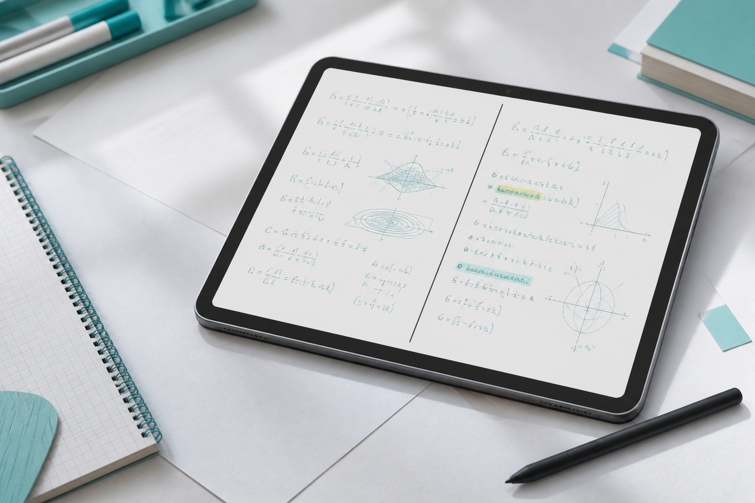 Bir Android tablette açık KivoNote ve yanında S Pen